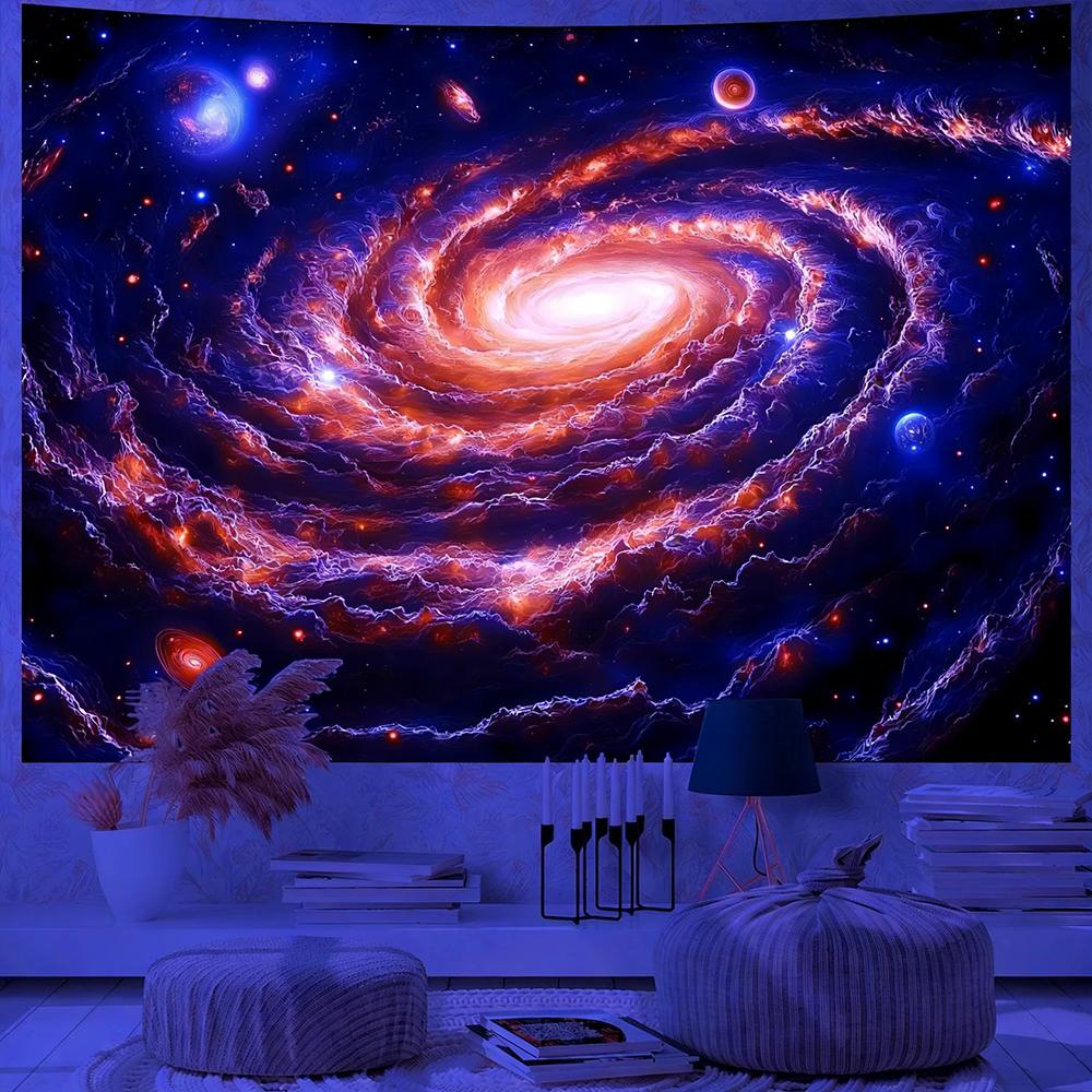 Glowing Cosmic Galaxy Tapestry Uv Reaction Tapestry Background Decoration Wall Hanging Bedroom Party Decoration