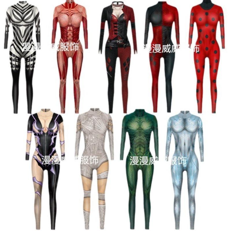 Halloween, the new D three-dimensional digital printing adult children thin long sleeves cos even