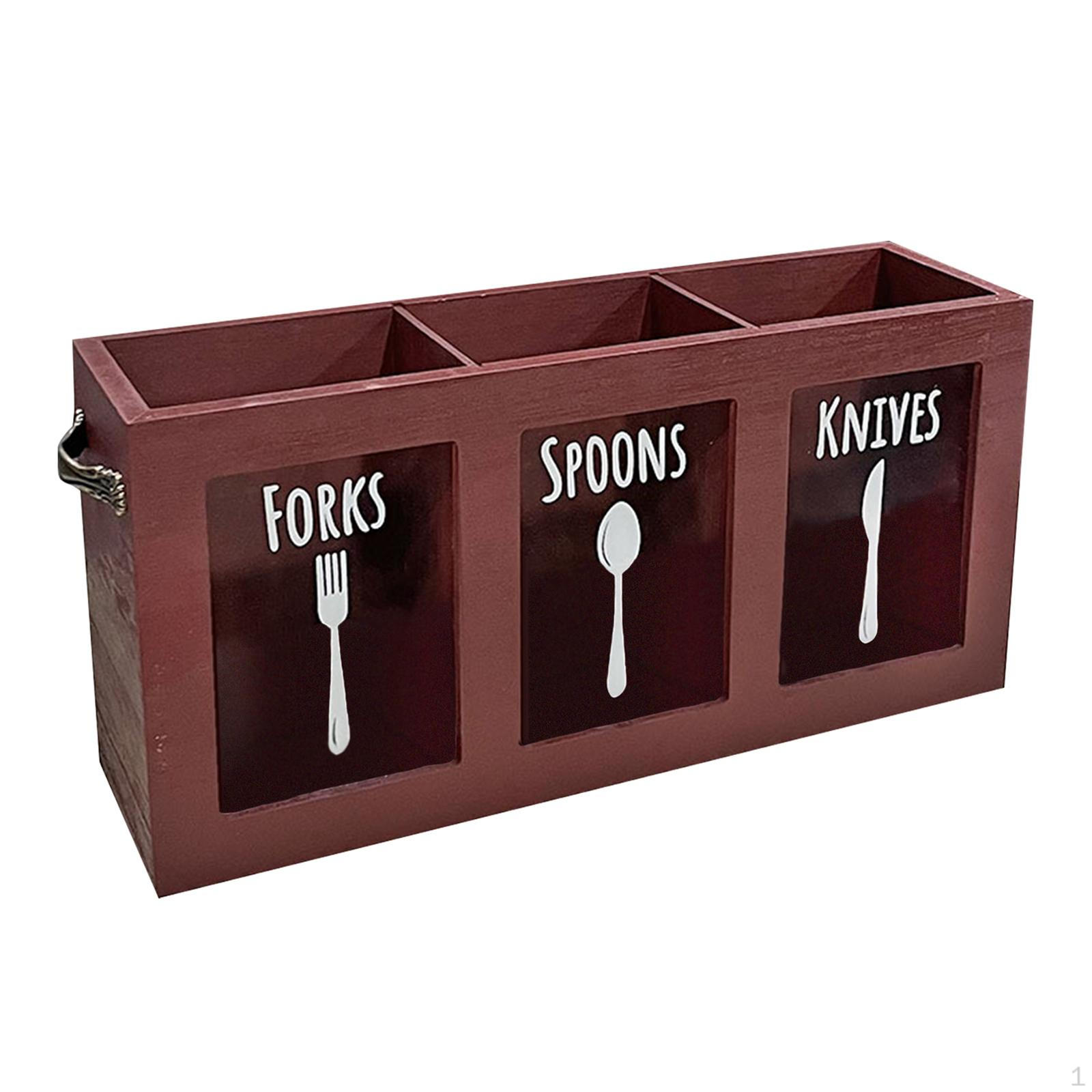 

Cooking Utensil Storage Container with Dividers, Cutlery Holder for Countertop красный