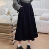 Woolen-blend Midi Skirt, High Waist Trendy Silhouette, Flared A-line Style, Modest Coverage for Full Length, 2024 Korean Fashion.