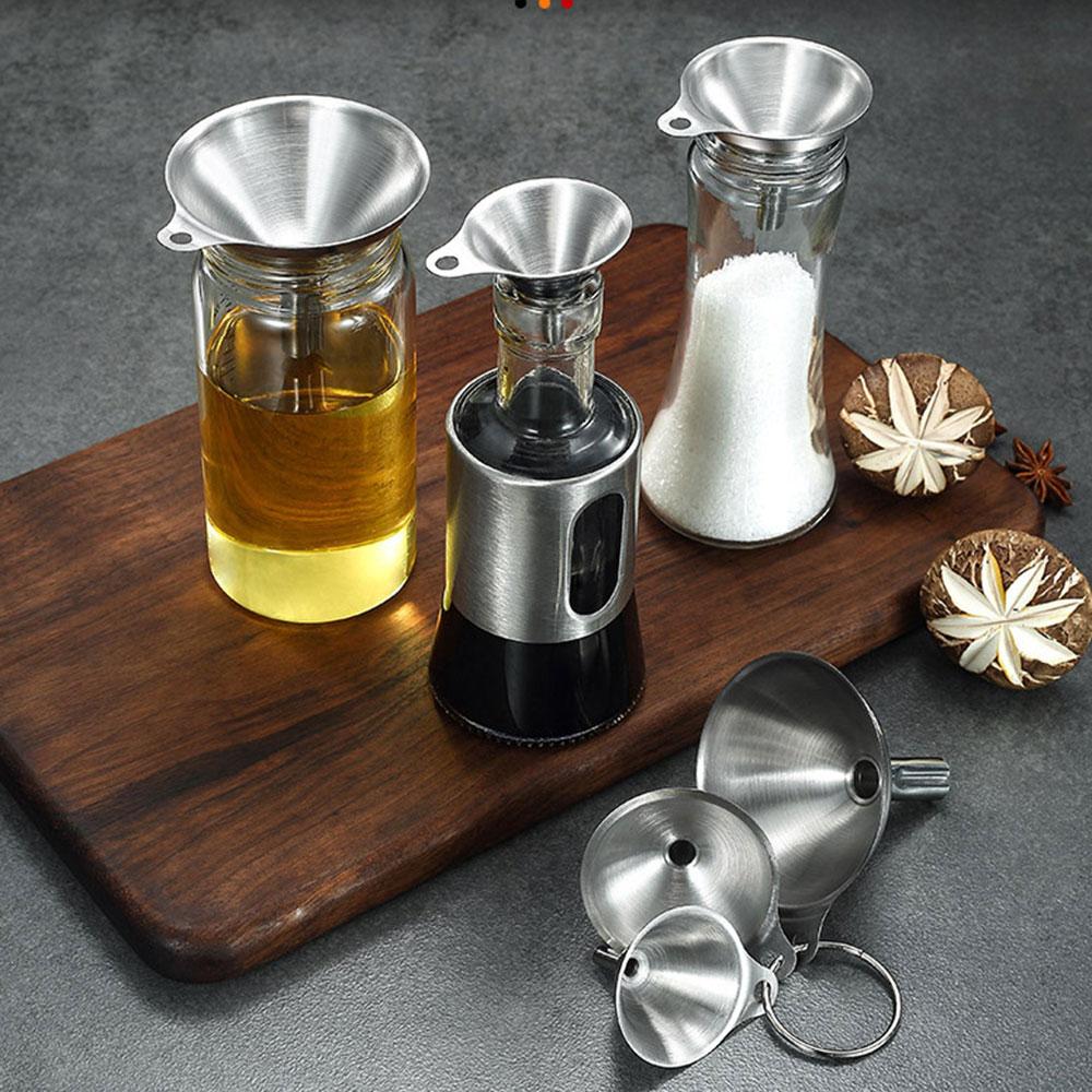 Mini funnel 3-piece set, made of stainless steel, durable and drop-resistant, convenient for transferring liquids