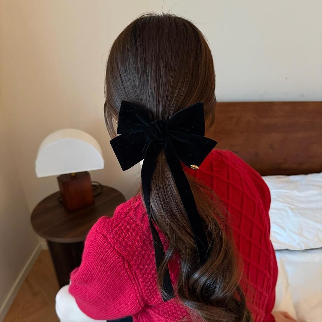 High-End Christmas Red Bow Hair Clip for Updo Styles