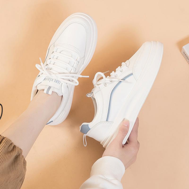

Little white shoes women s 2021 autumn new muffin thick-soled little white shoes leather surface waterproof little white shoes trend board shoes sp 35