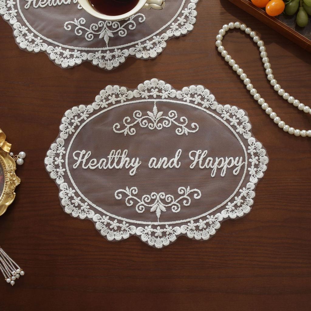 28 Cm Lace Coaster Embroidery Retro Lace Placemat Dust Cover Towel Coffee Table Mat Decoration