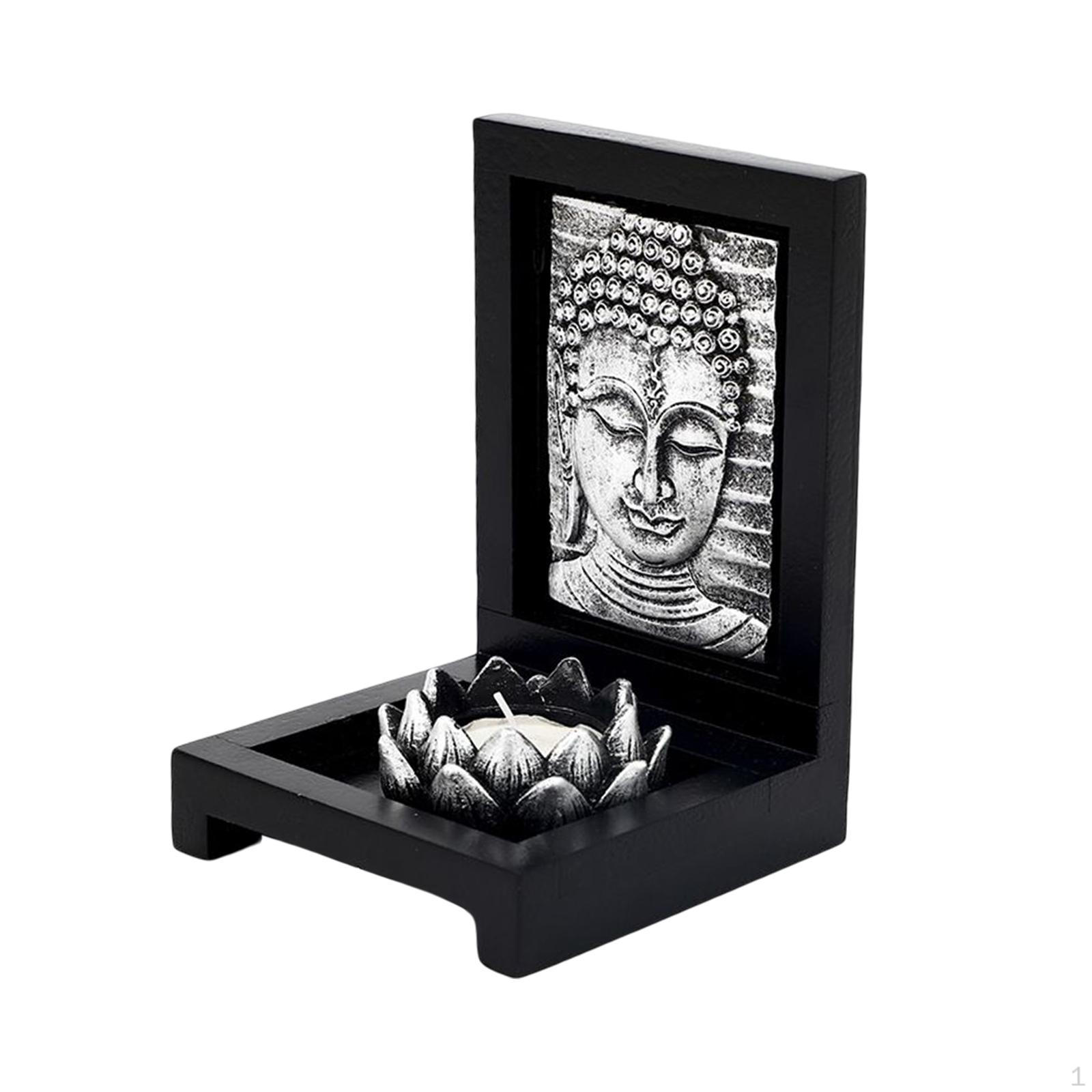 

Buddha Face Candle Holder, Craft Collectible Sculpture Sticks Zen Garden Decor for Table