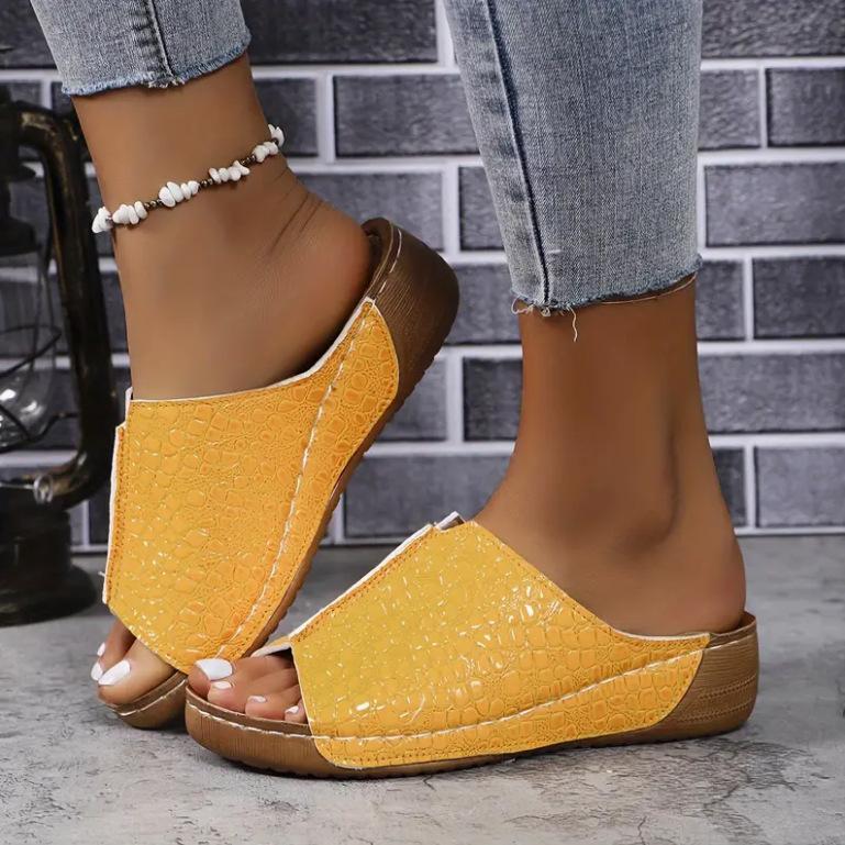 Summer New Slope Heel Platform Slippers Open-toed Fish Mouth Sandals Foreign Trade Women's Shoes Large Size Cross-border Cool Slippers