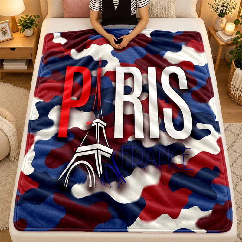Flannel BlanketFrance Football Warm Soft Throw Blanket for Indoor Sofa Bed Living Room Use