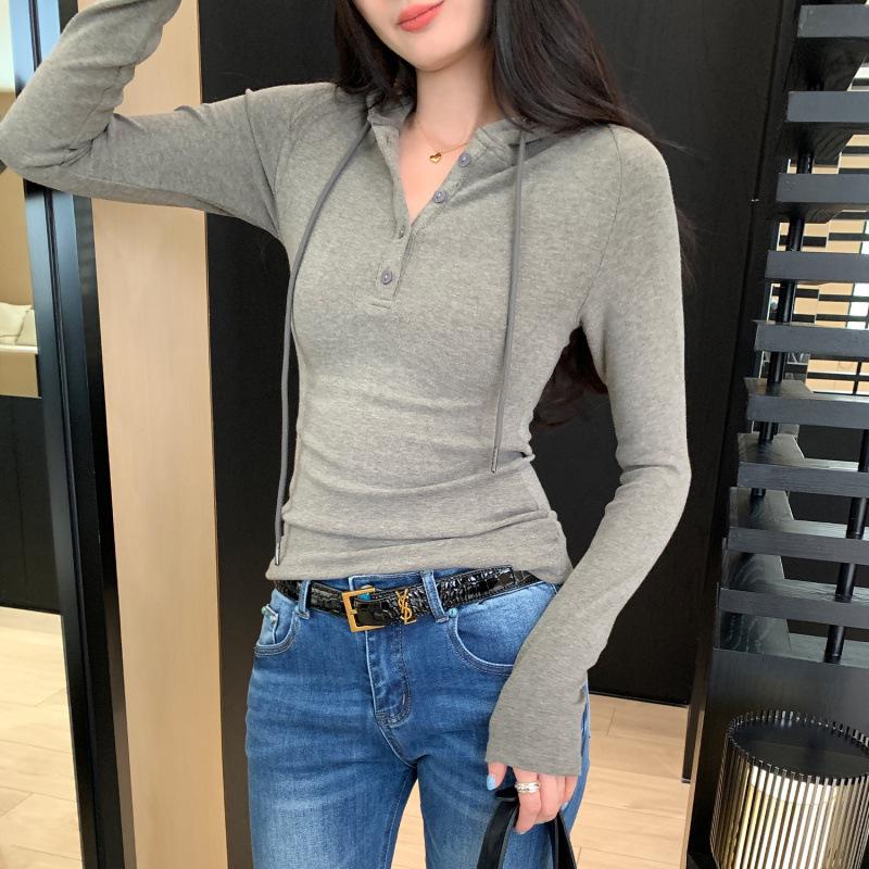 Women s Petite Grey Hooded Sweatshirt - Slim Fit, Long Sleeve, Autumn/Winter 2025 New Arrival M серый