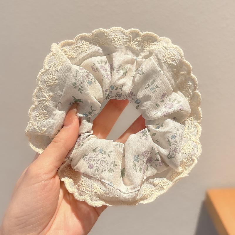 Korean Style Spring/Summer Floral Intestine Hair Scrunchie for Women – Elegant Ponytail Tie and Mori Girl Accessory.