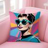 Hot Singer AAudrey Hepburn Cushion Cover Pillowcase Short Plush Invisible Zipper Room Sofa Cushion Cover