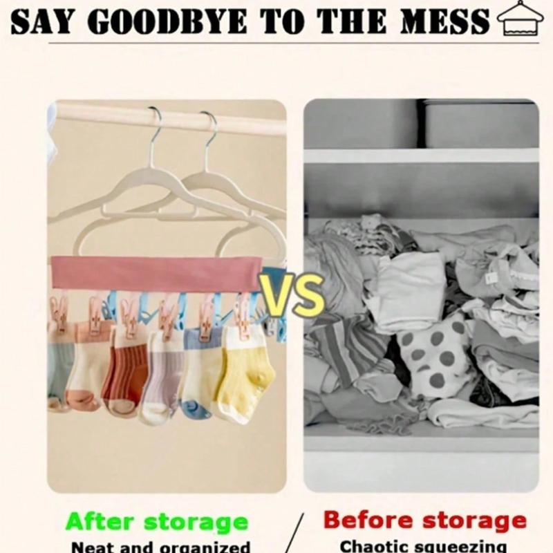 Portable Travel Clothes Hanger, Multi-Purpose Folding Clothes Clips, Hotel Socks & Underwear Clips, Travel Accessories Clothesline