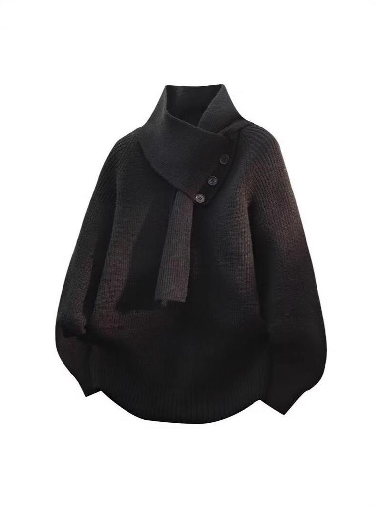 2025 Winter Men's High Neck Pullover Knitwear with Scarf