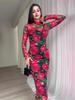 2025 Autumn European Floral Midi Dress In Picture Color
