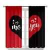 Valentine Day Black Red Heart Shaped Pattern Printed Curtains Window Decorations Home Room Made Of Polyester