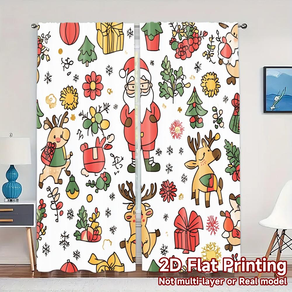 

2pcs,Curtains Cute Santa Christmas_a (2) Minimalist Popular Curtains Durable 100% Polyester Fabric Curtains Outdoor Decorations 52.50×116.00 CM 2pcs