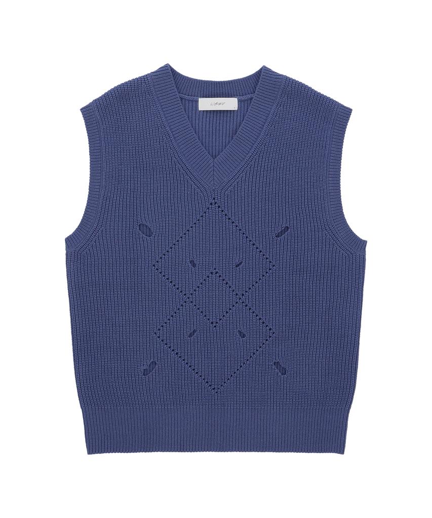 W Standard Punched V-Neck Vest [3 Colors]