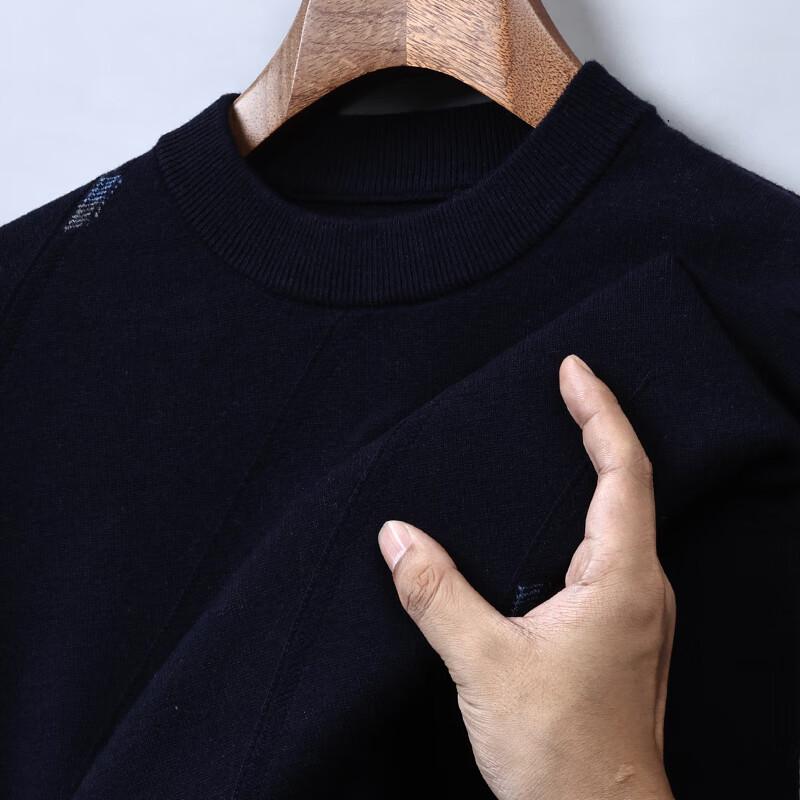 Hengyuanxiang Men's 100% Pure Wool Round Neck Sweater