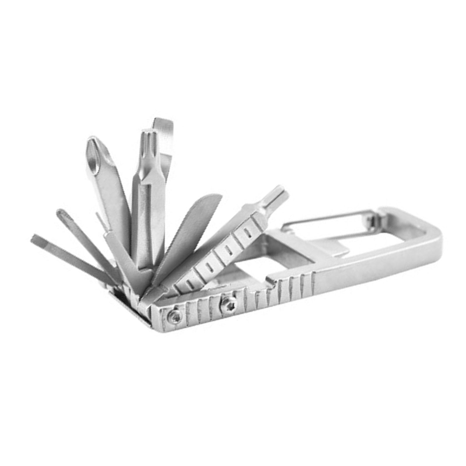 

12 in 1 Multitool Cross Slot Hex Star Screwdriver Bit Box Bottle Opener Card Remover Stainless Steel Folding Multi Tool