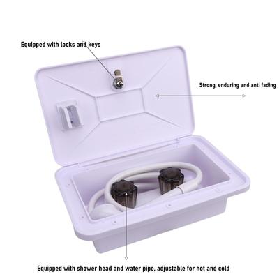 Kit Caixa de Chuveiro Externo para RV com Mangueira de 1,5M, Cabeça de Chuveiro e Torneira de Chuveiro para Veículo de Campismo, Reboque, Autocaravana, Barco, Van