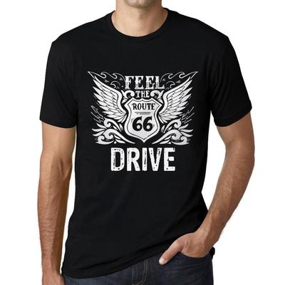 Vintage Tee-skjorte for menn Grafisk T-skjorte Feel The Drive Deep Black White Text