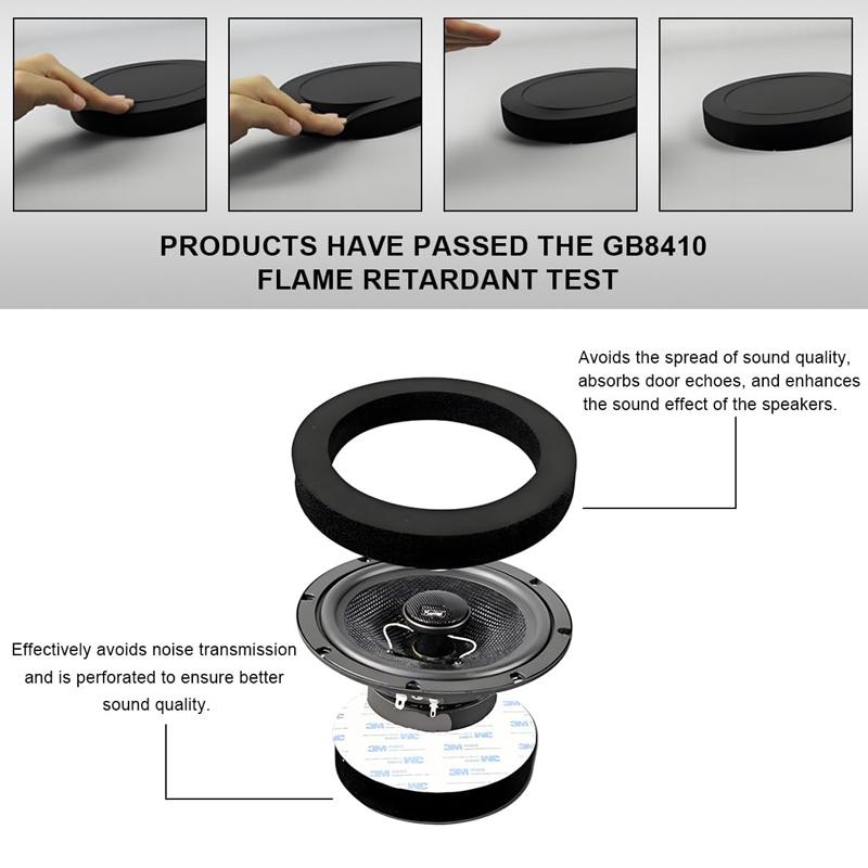 4 PCS NEW 4/5/6.5 Inch Car Speaker Ring Bass Door Trim Sound Insulation Cotton Audio Speaker Sound Self Adhesive Insulation RingGood product