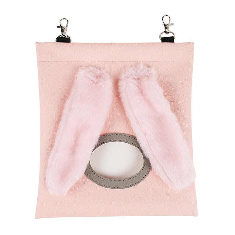Rabbit imitation leather straw bag with drooping ears large capacity feeding straw bag Dutch pig portable hanging straw bag