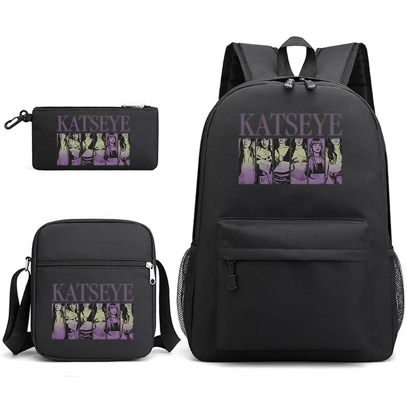 Zaino Katseye con Stampa K-Pop Borsa a Spalla Astuccio Set da 3 Pezzi Set Multifunzionale per Scuola e Viaggio