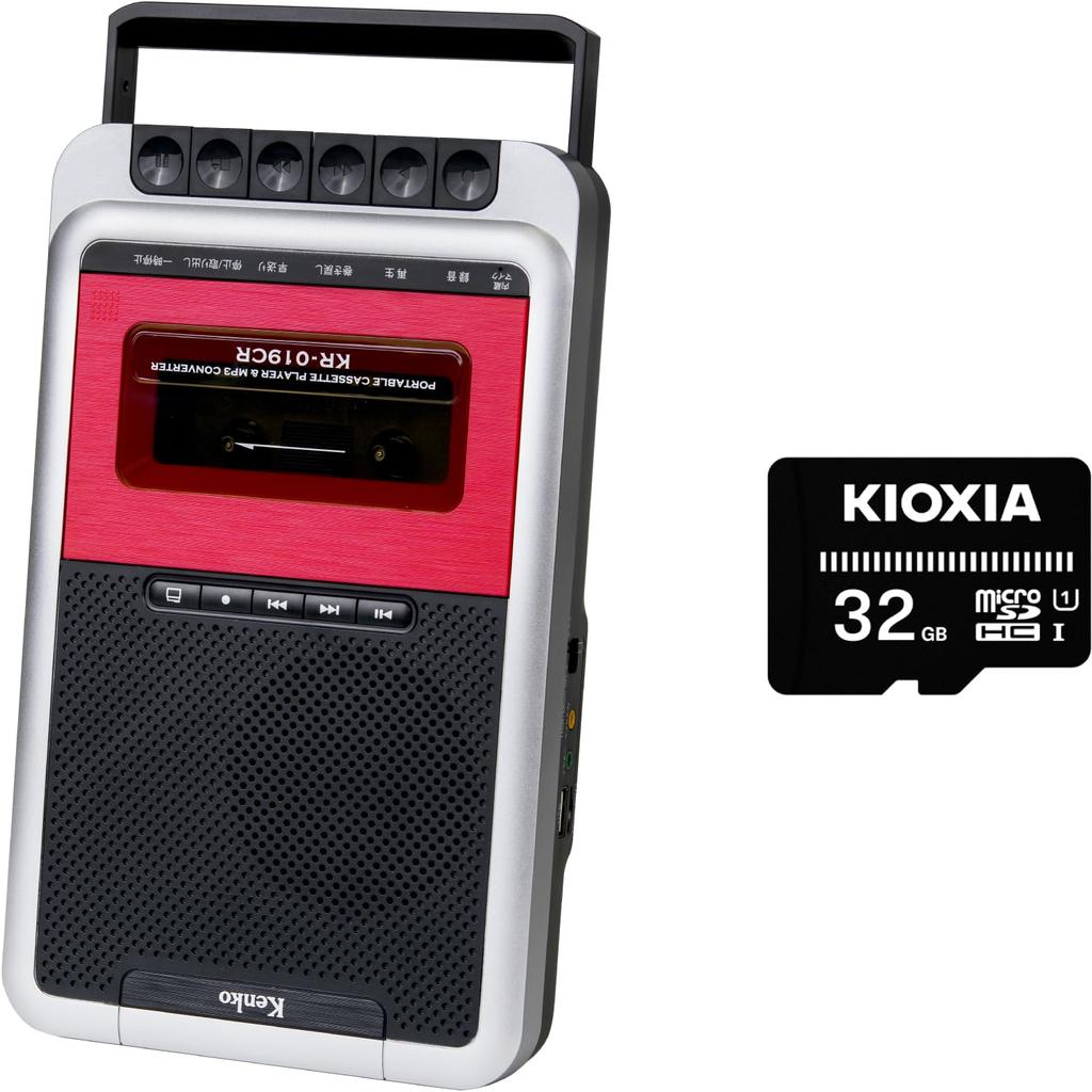 Kenko Cassette Tape MP3 Conversion Player microSD Card Set MP3 Player Function Microphone AA Bus Power 017630 KR-019CRST Built-in Battery/USB