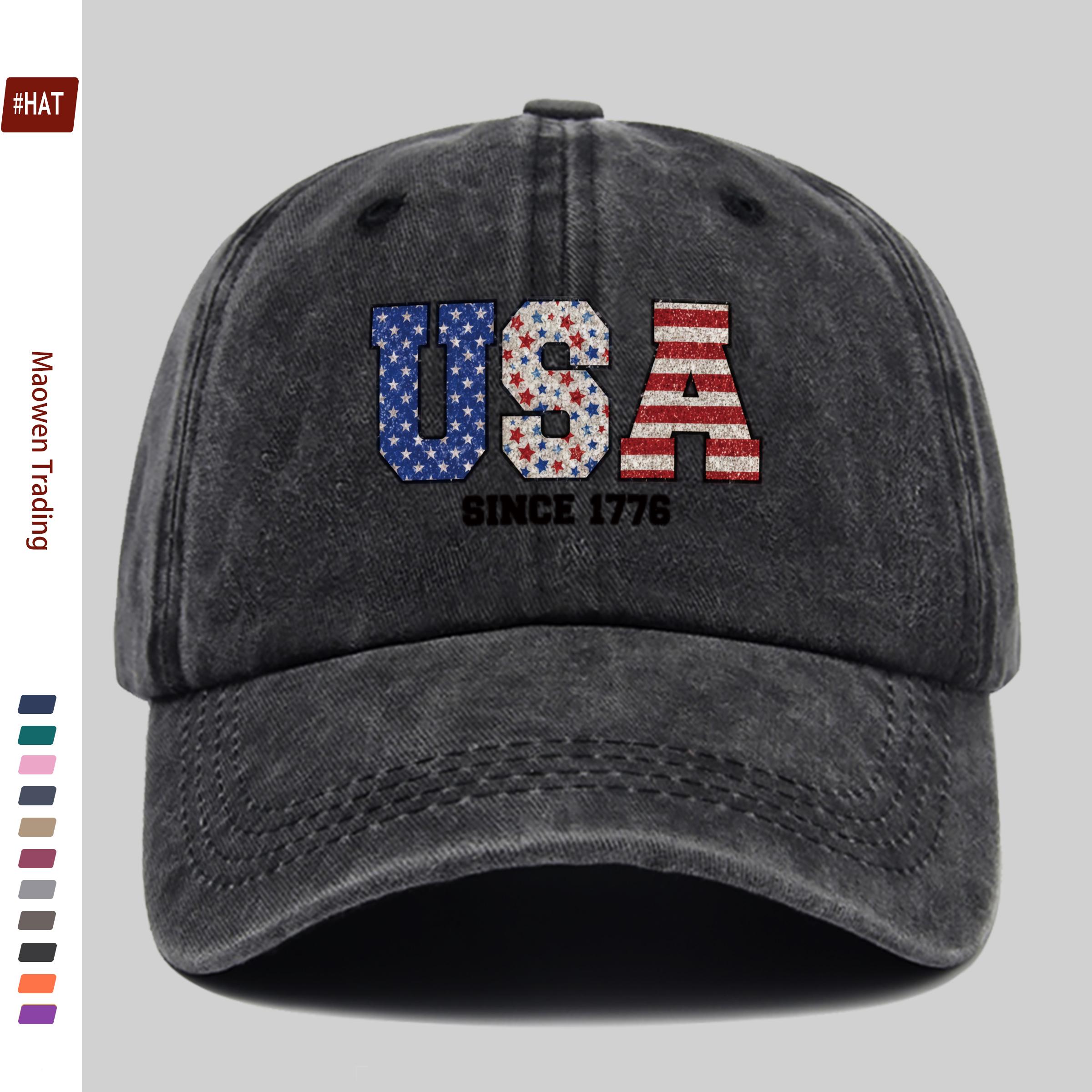 pc American  Years of Freedom  Star Pattern Print Baseball Cap Fashion Patriotic WomenS Daily Wear Design Sun Hat Comfo 1pc