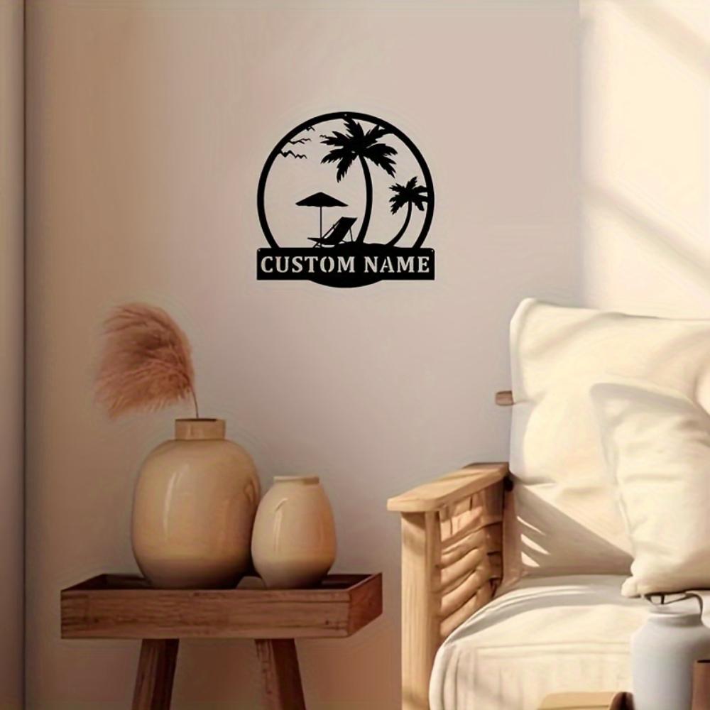 Vintage Bohemian Palm Tree Metal Sign Wall Art Decor for Indoor Outdoor Use