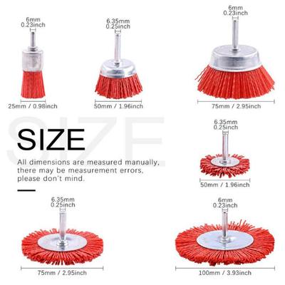 1 Set of Nylon Cup Brushes, Abrasive Wire Wheel Brushes for Drilling Rotary Tools, Wood Polishing, Deburring, Cleaning Furniture