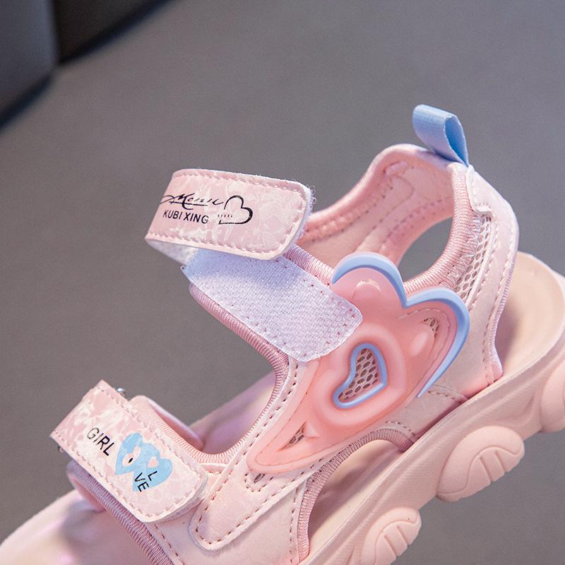 Girls' Open-Toe Velcro Sandals: Lightweight, Casual Beach Shoes for Toddlers and Kids (Sizes 26-37)