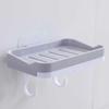 Punch-Free Wall-Mounted Soap Dish Rack with Hooks and Draining Shelf