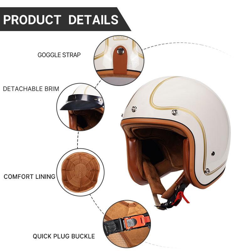 New Design Retro Motorcycle Helmet Open Face Helmet Scooter Helmets 3/4 Chopper Casco Moto Vintage Motorbike Helmets DOT ECE