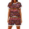 Women's Halloween Color-Block Print Casual 2-Piece Set - Holiday Themed Top and Pants for Women - Fun Cute Great for Parties