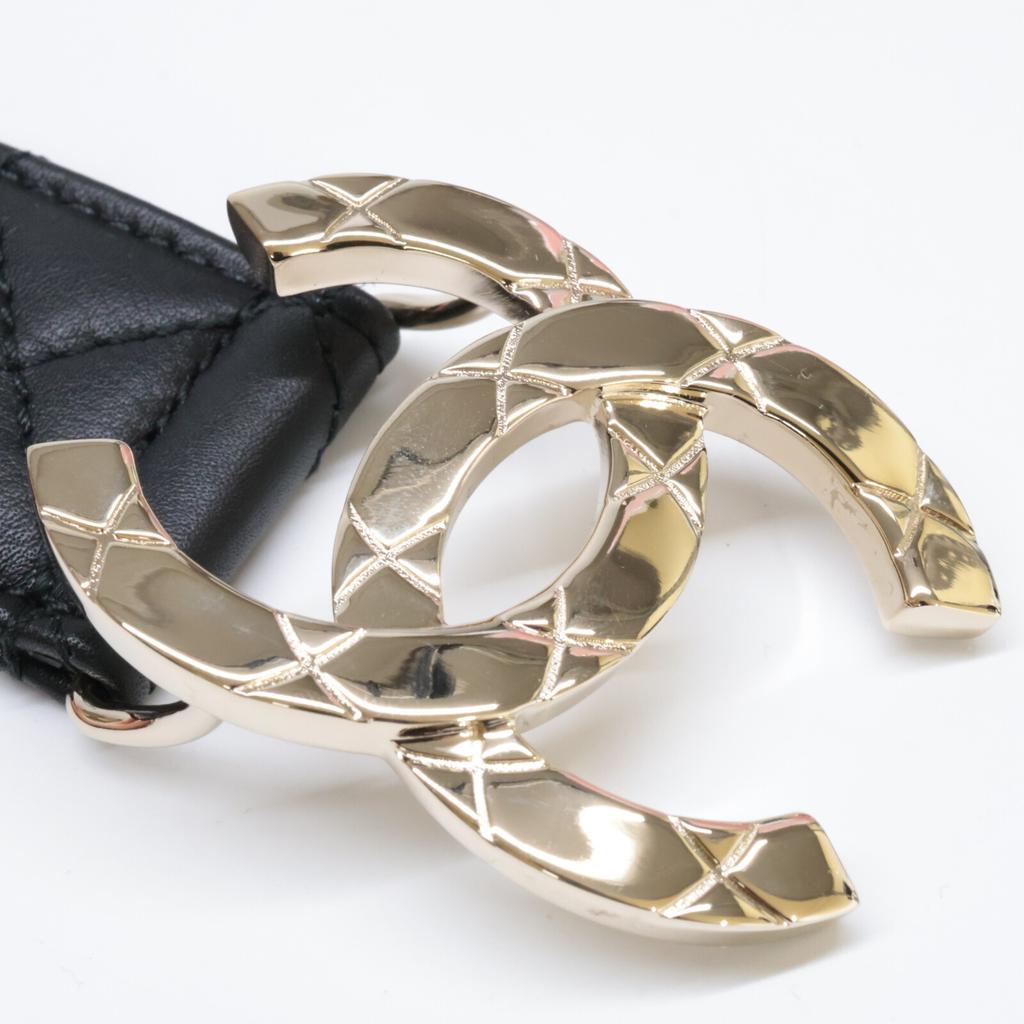 Chanel B25 P CC Logos Lammleder Matelasse Gürtel 65/26 Schwarz/GDHardwareGebraucht