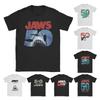 Herr T-shirts Jaws 50-årsjubileum Logotyp Nyhet 100% Bomull T-shirts Kortärmad Klassisk Film T-shirt Rund Hals Kläder Stor Storlek