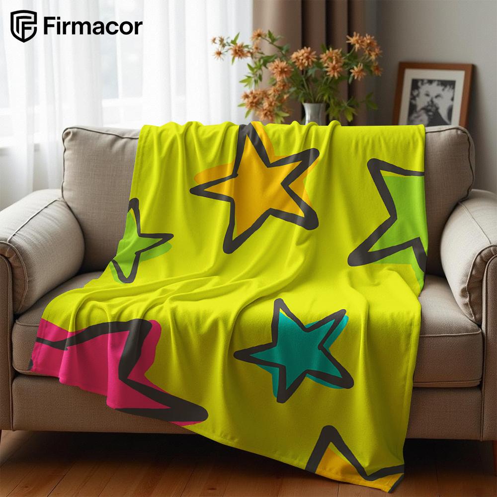 Neon Star Lightweight Microfiber Soft Christmas Fleece Blanket Warm Cozy Throw for Bed Sofa Office Travel All Season