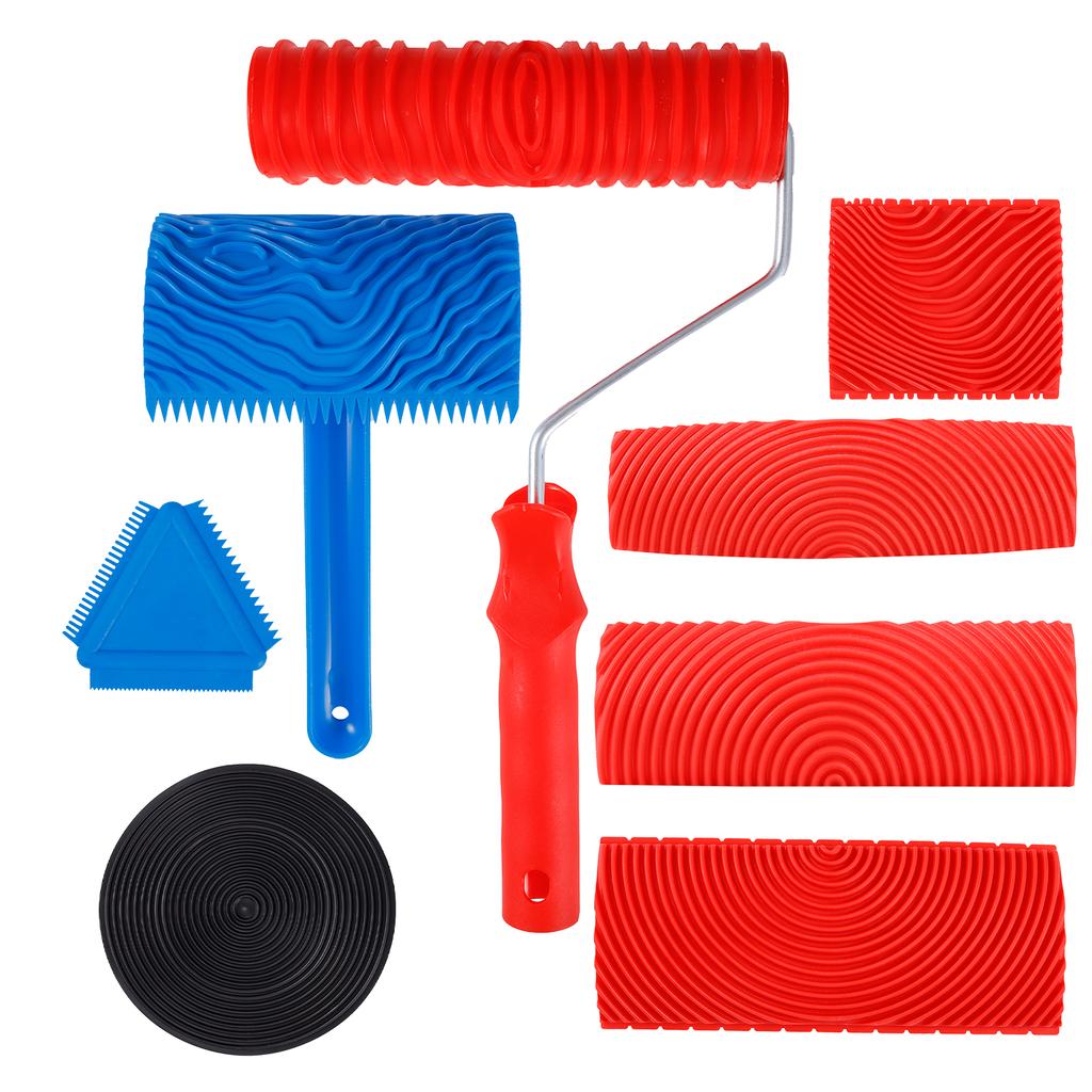 Wood Graining Tools Set Texture DIY Paint Rubber Roller Brush Pattern for Wall Room Home Yard Garden Decoration Painting Tools
