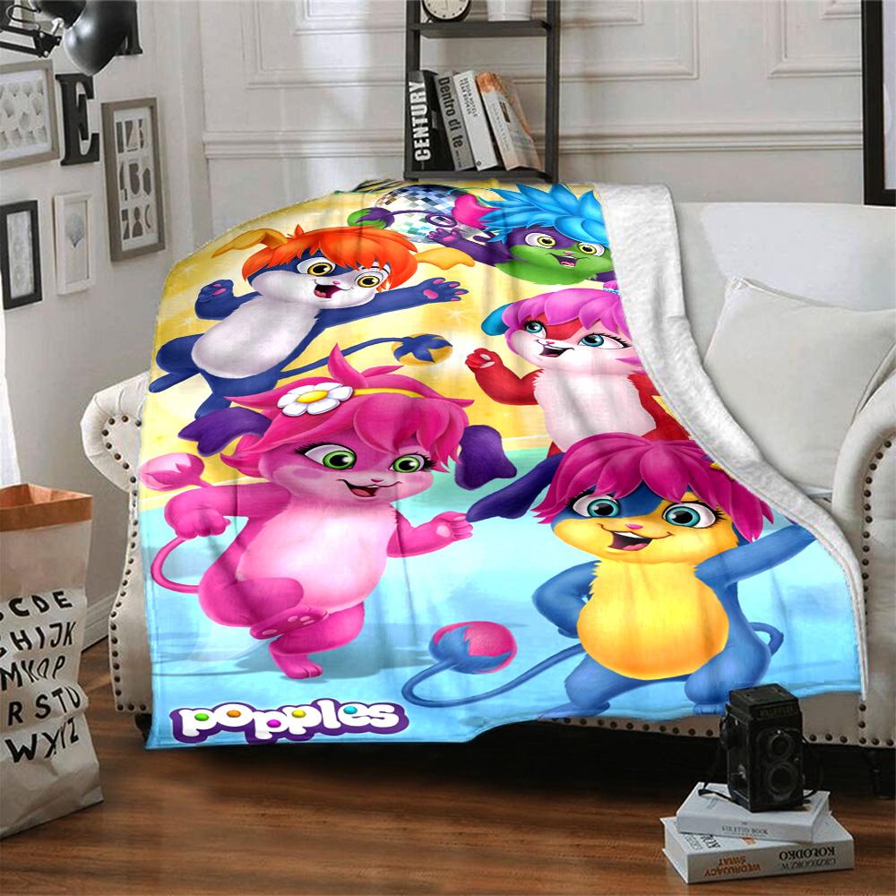 Popples Cartoon Print Flannel Blanket High Quality Warm Comfortable Cover for All Seasons Perfect for Gifts Home Decor