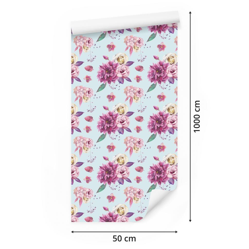 Wallpaper Bouquet of Flowers in Vintage Style for Living Room and Bedroom 50x1000