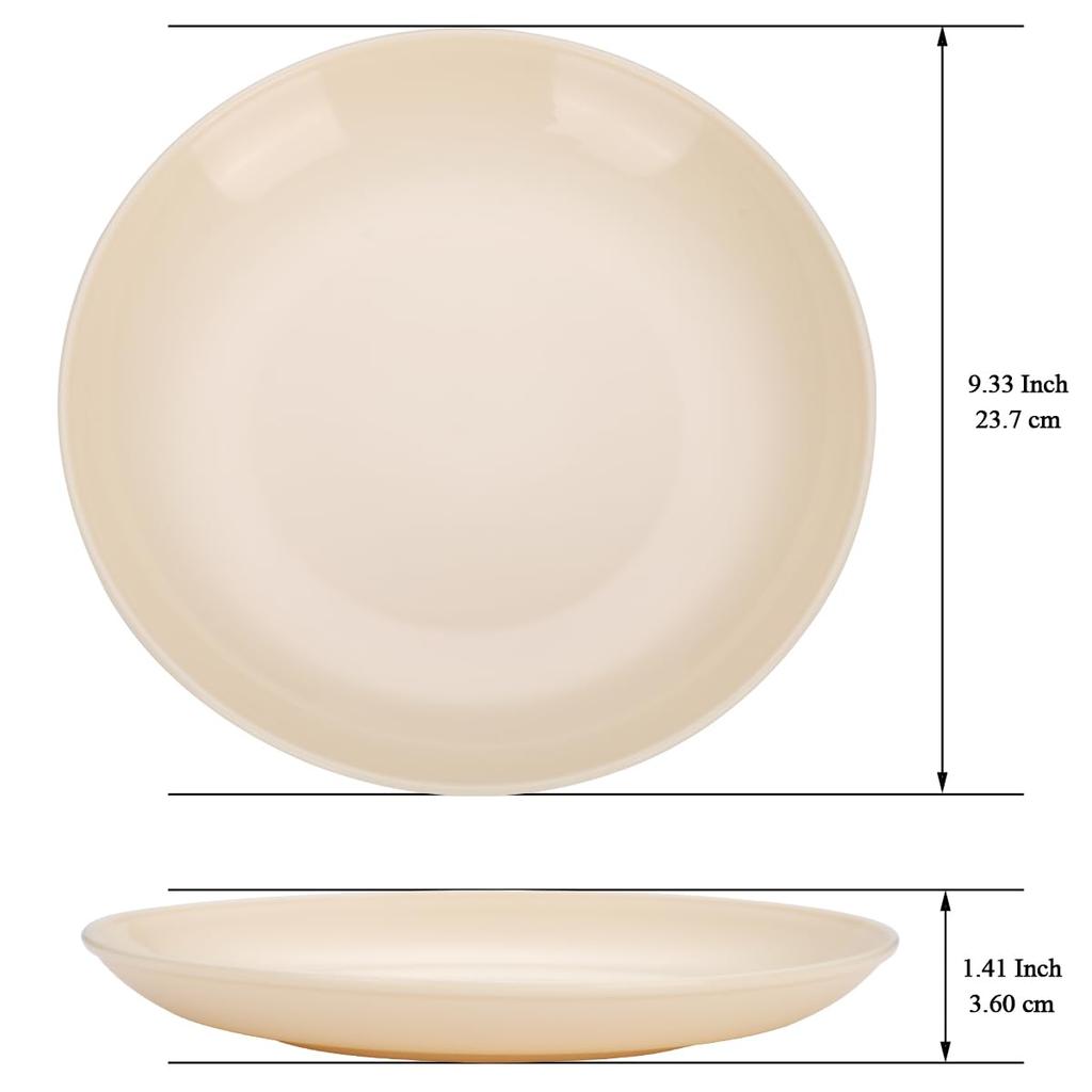 Evanda 8-Piece Plate Set, 24cm, Cheese White, Unbreakable Dishware, Made from Food-Grade Polypropylene, Heat and Cold Resistant, Microwave and