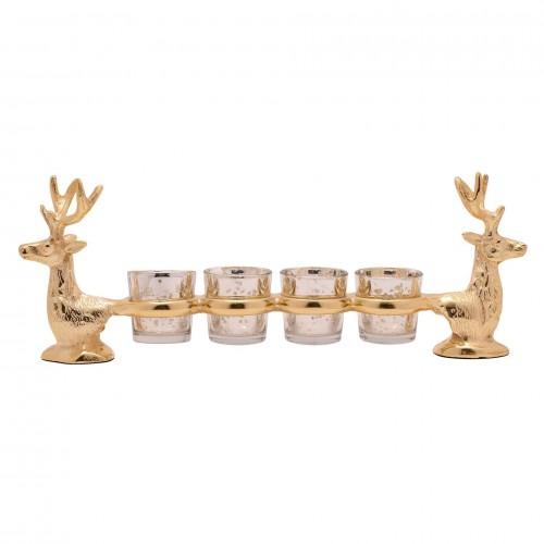 Gold Metal Stag & Tealight Holder