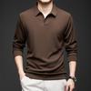 Scissor Neck Long-Sleeved T-Shirt Men'S Lapel Solid Color Polo Shirt Business Casual Bottoming Shirt Men'S