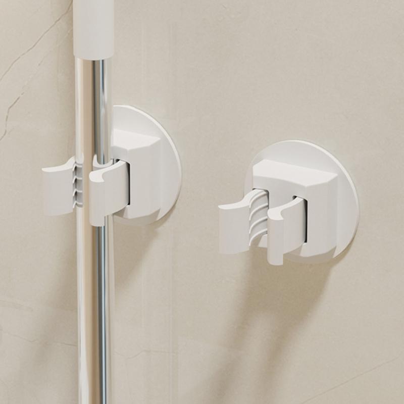 2pcs Self-Adhesive Mop Holder Wall Mounted Mop Brooms Organizers Cleaning Tool Holder for Laundry Room, Bathroom, Garage
