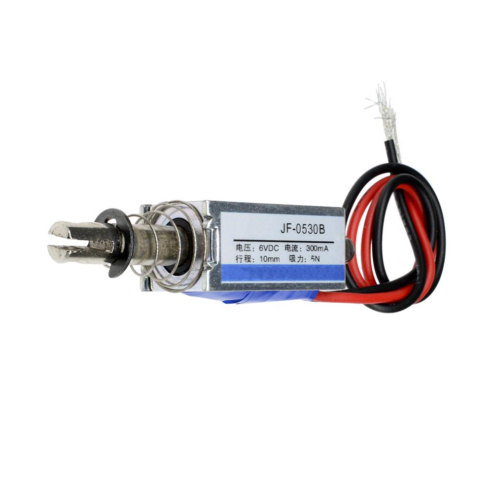 JF-0530B 6V 12V 24V CC Solenoide de Empuje-Tirón 5N/10mm Solenoide Lineal Adecuado para Equipos de Transporte, etc.