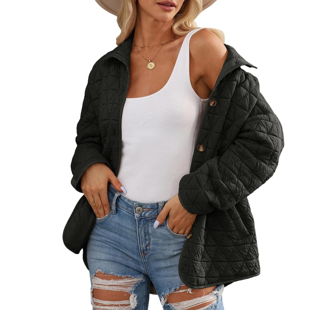 Women's Lightweight Jacket Casual Winter Open Front Button Coat Outwear