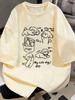 Summer Cute Dog Printed Versatile Tshirt For Women Round Neck Korean Version Loose College Style American Street Casual Top