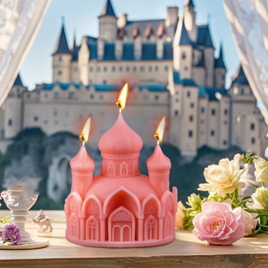 European Castle Candle Mold Silicone Soap Wax Making Mold Flexible Reusable Gypsum Concrete Mold for Home Decor Parties Weddings