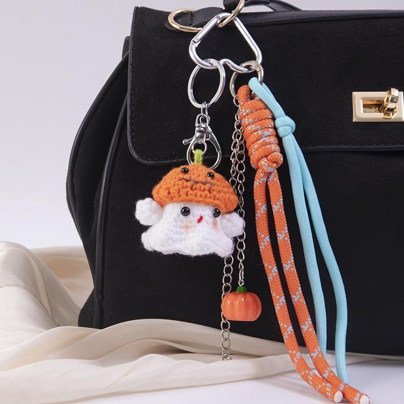 1 Piece Christmas Gifts Funny Crochet Santa Claus Doll Keychain Cute Handmade Plush Wool Knitted Santa Claus Ornament Decoration